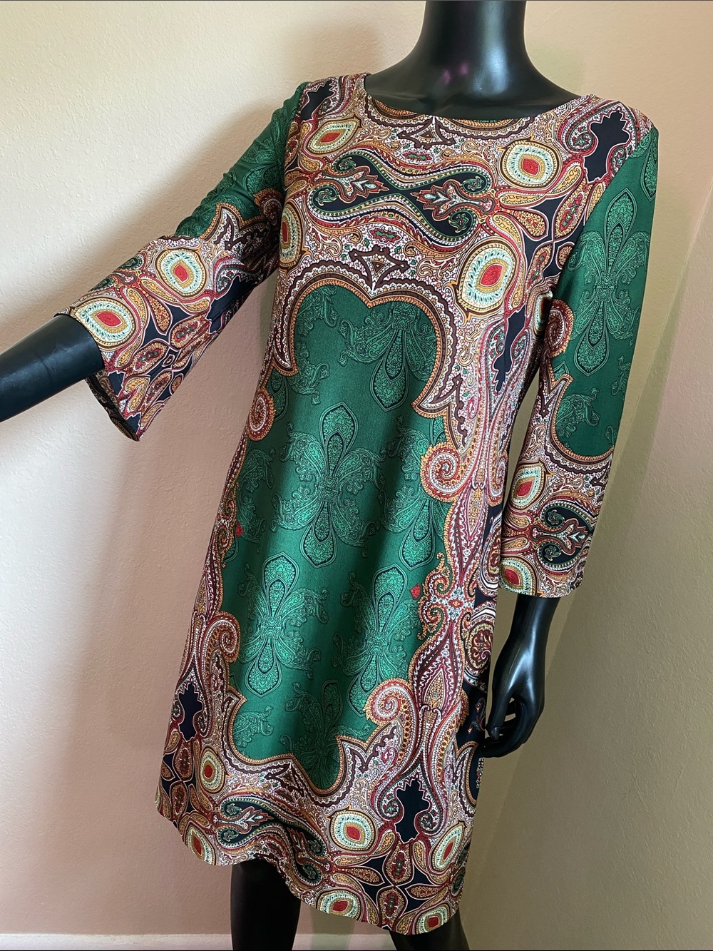 Ronni Nicole Green Paisley Print Shift Dress - Picture 3 of 8
